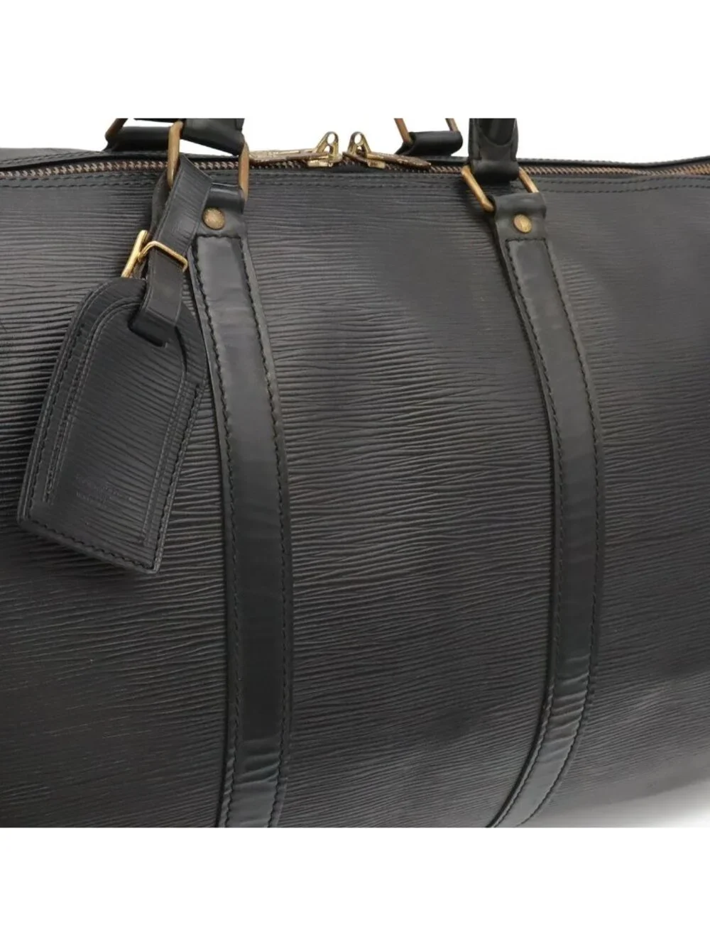 Louis Vuitton Epi Keepall 50 Boston Bag Purse Leather Noir Black Gold